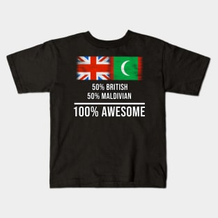 50% British 50% Maldivian 100% Awesome - Gift for Maldivian Heritage From Maldives Kids T-Shirt